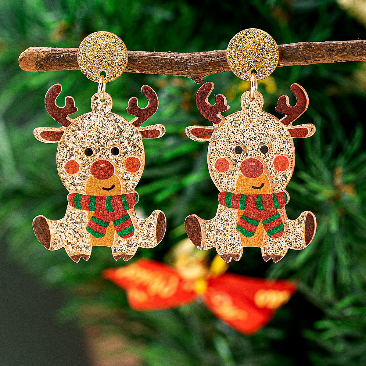 Wholesale 5pcs Snowman  Reindeer Cute Earrings Acrylic Earrings