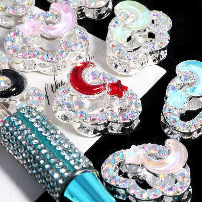 Wholesale 3pcs Fully Diamond Auspicious Cloud Star Moon Crystal Beads