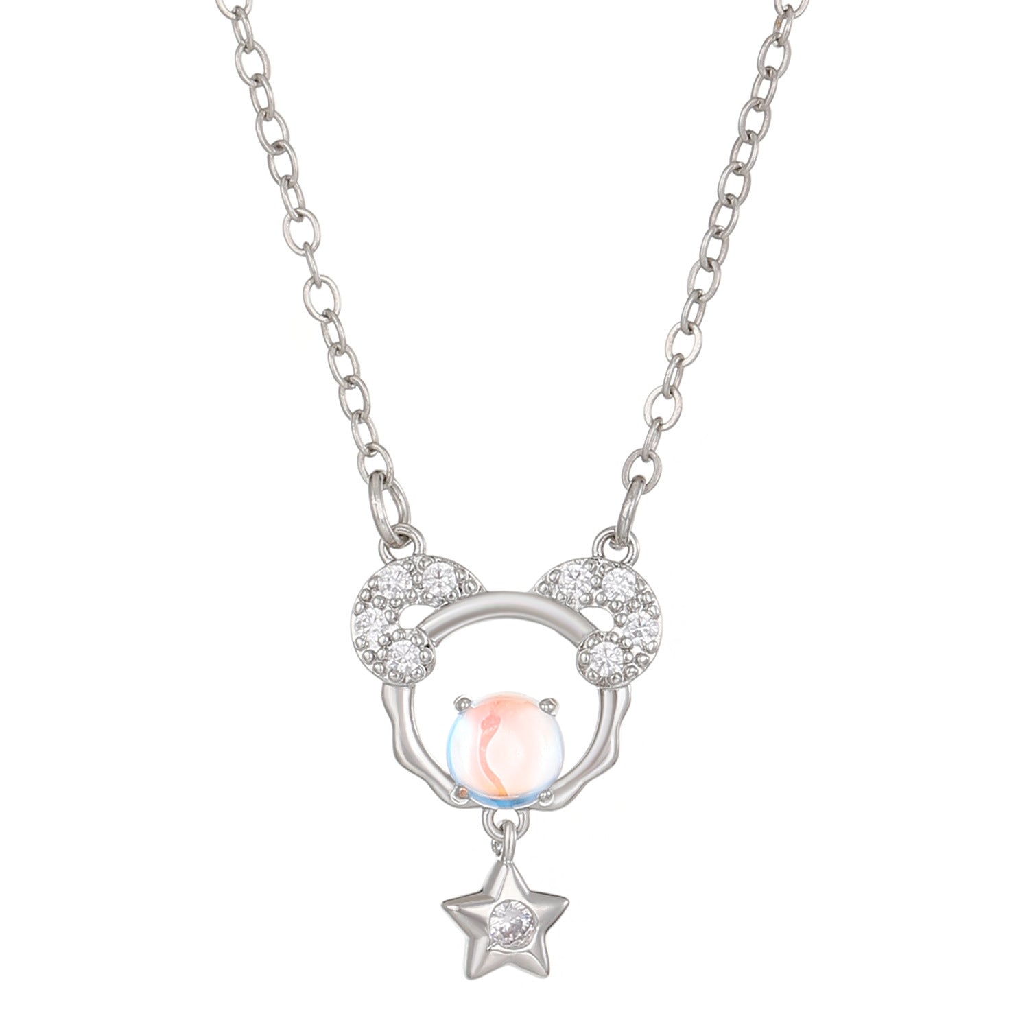 Wholesale Copper Constellation Diamond Hollow Moonstone Necklace