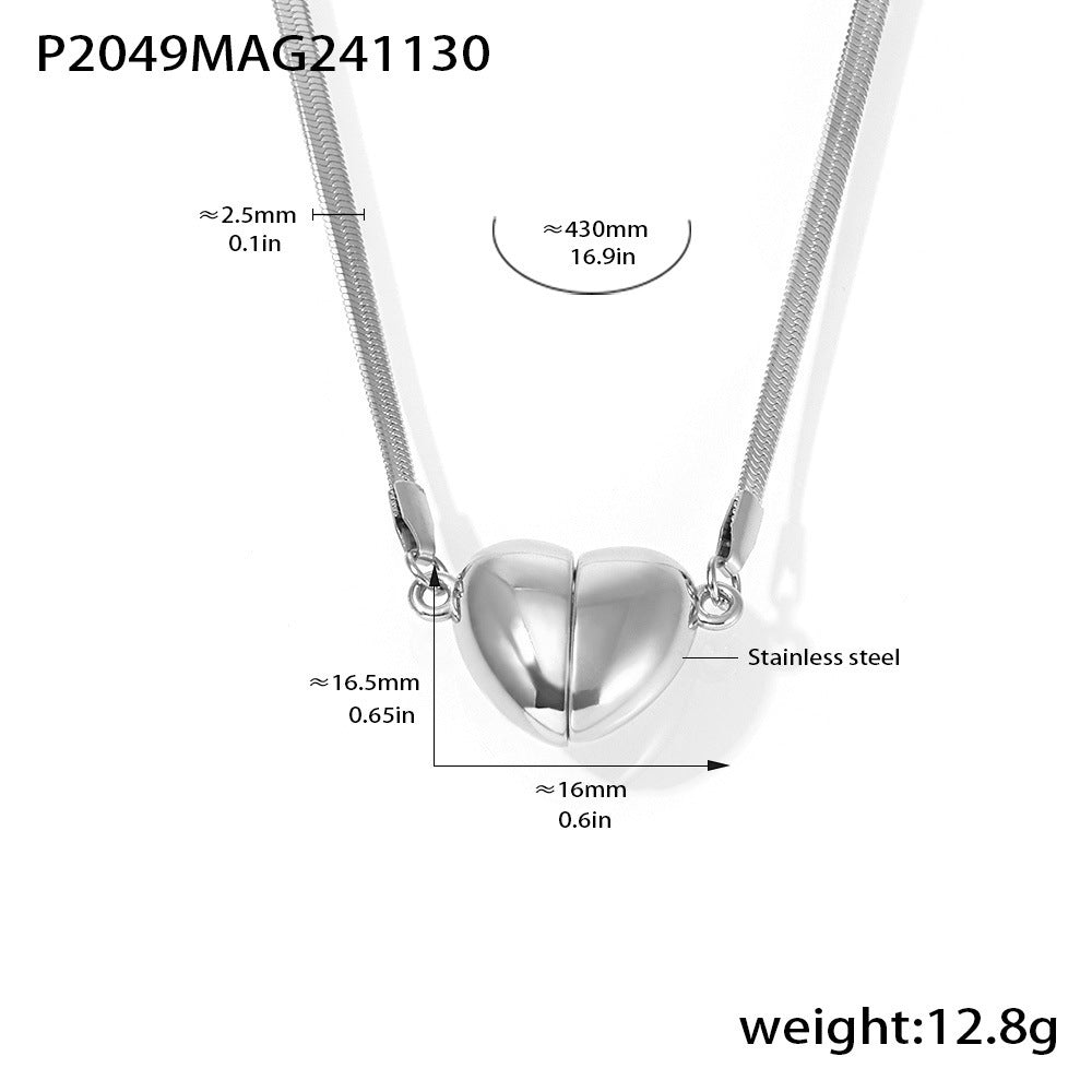 Wholesale Stainless Steel Sweet Love Heart Super Strong Magnet Detachable Clavicle Temperament Necklaces