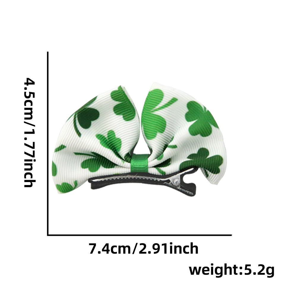 Wholesale St.  Patrick' s Day Clover Hair Clip Green Bow Hair Clips