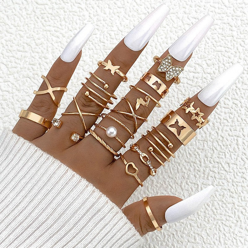 Wholesale Open Multi-Jointed Butterfly Ring Set