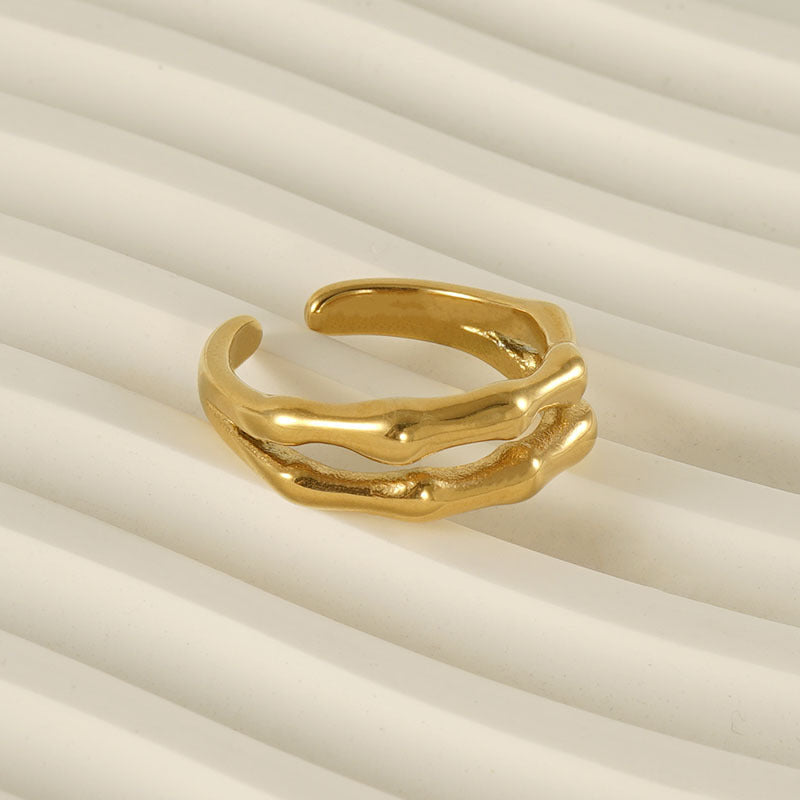 Wholesale Double Layer Bamboo Open Titanium Steel Ring