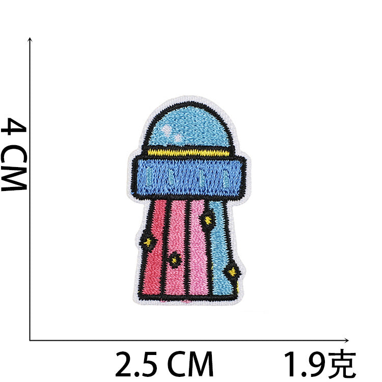 Wholesale Stupid Space Rabbit Embroidery Cloth Sticker Clothes Decoration Patch Spaceship Rabbit Computer Embroidery Sticker Ironing Chapter