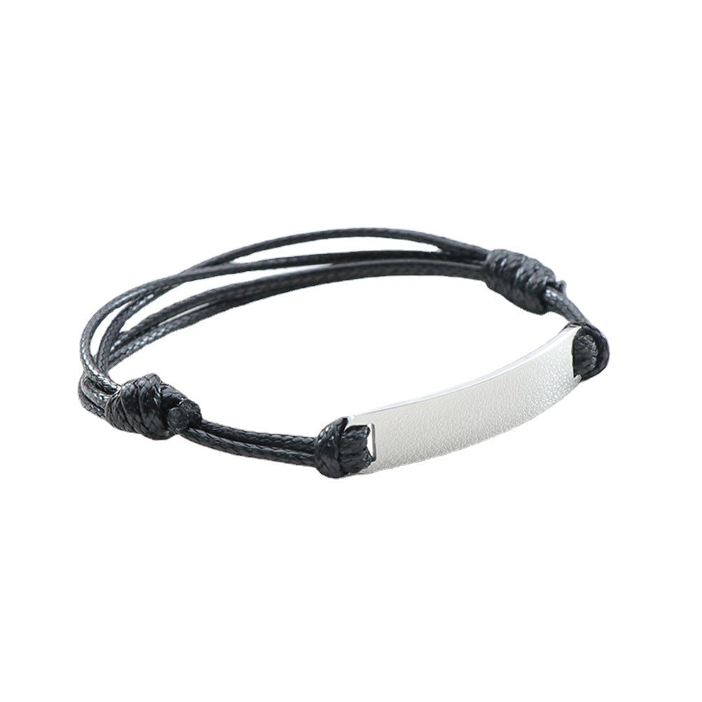 Wholesale Mirror Polished Titanium Steel Braided Stainless Steel Wax Rope Adjustable Bracelet