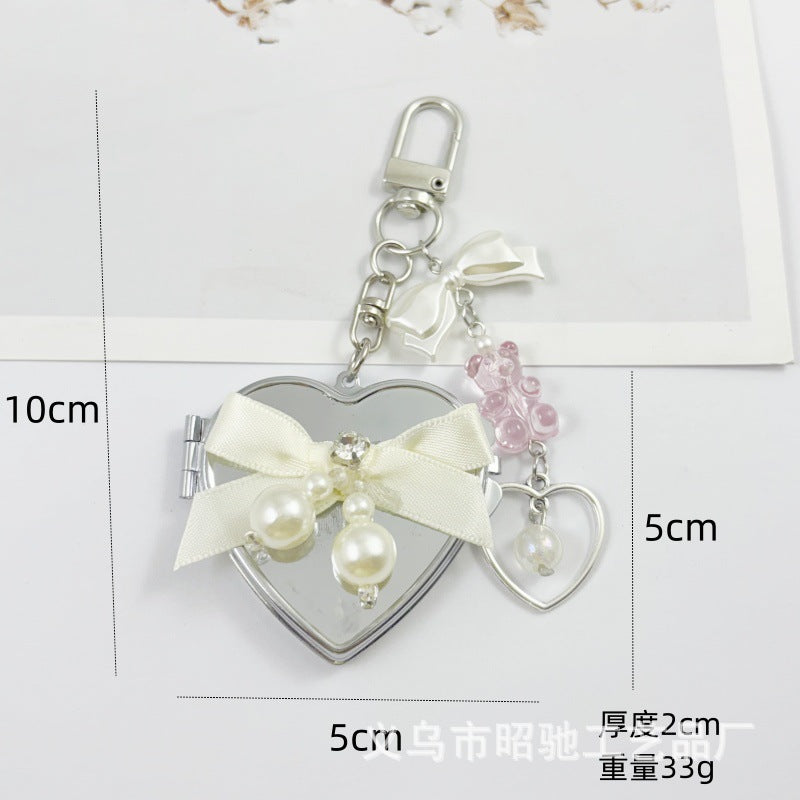 Wholesale Colorful Bow Love Mirror Metal Keychain