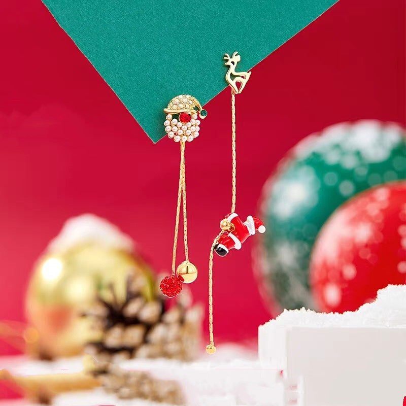 Wholesale Christmas colorful Christmas tree cute snowman long earrings