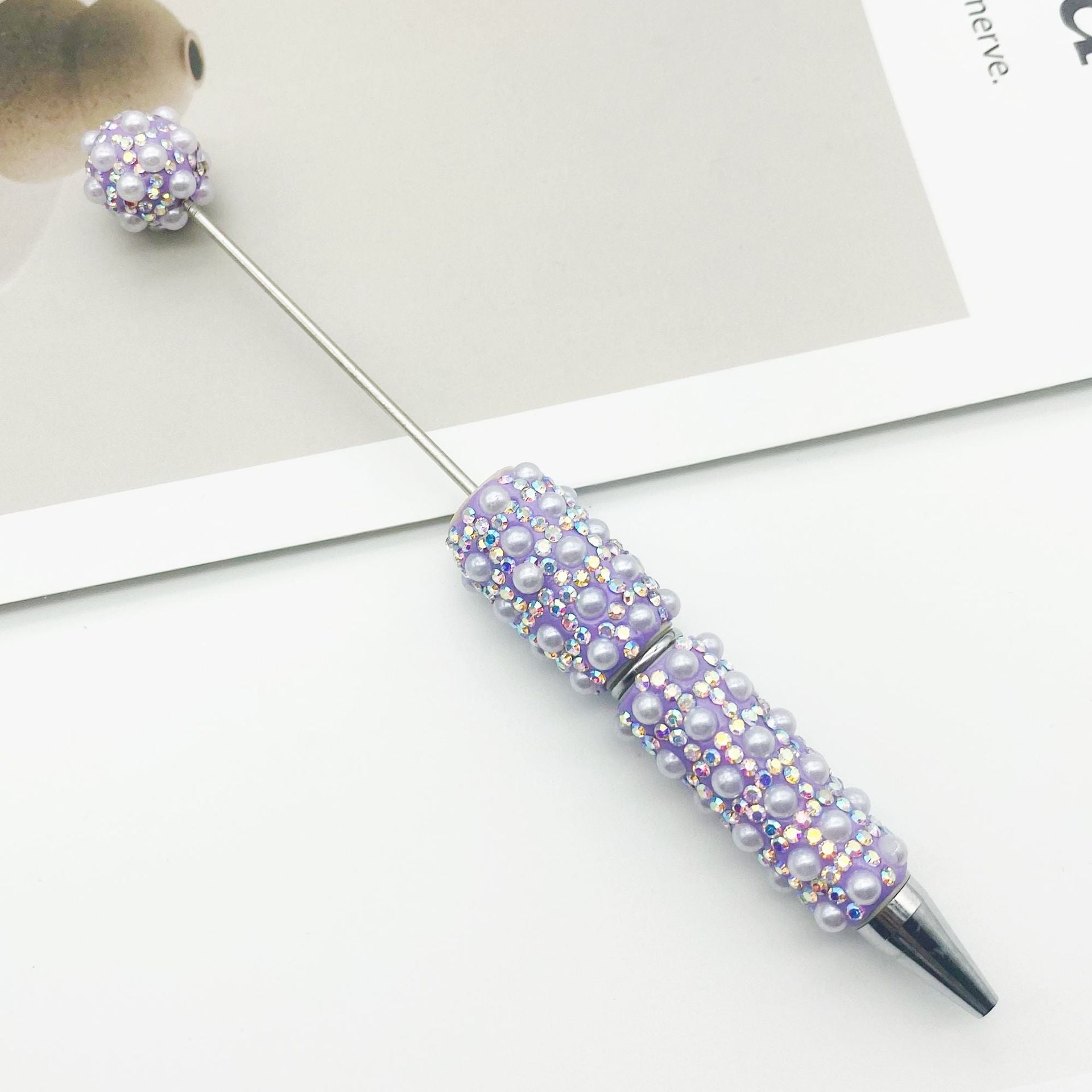 Wholesale Full of Diamonds and Pearls Creative Gradient Bead Piercing DIY Ballpoint Pen