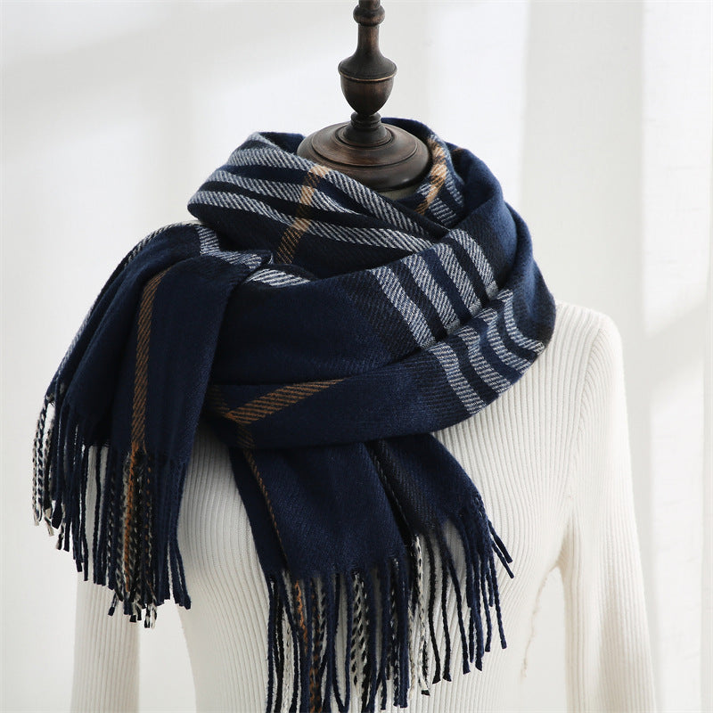 Wholesale Autumn and Winter Warm Imitation Cashmere Mid-length Plaid Scarf