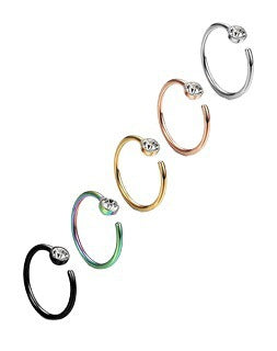 Wholesale Body Piercing C Shape Stainless Steel Rhinestone Nose Ring