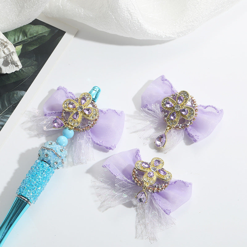 Wholesale 10pcs Heavy Diamond Alloy Pendant Bow Beads