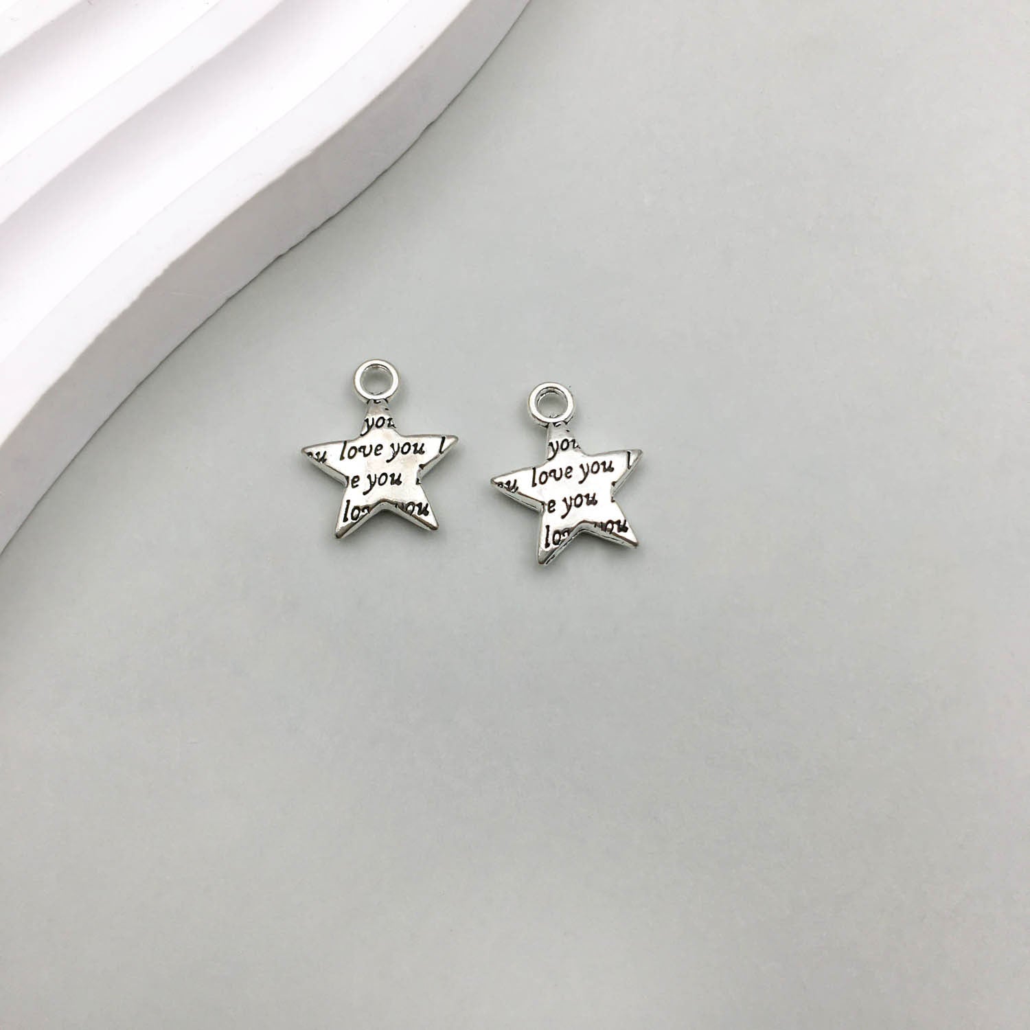 Wholesale 1 Antique Silver Alloy Star Series Simulation Hollow Pentagram DIY Pendant