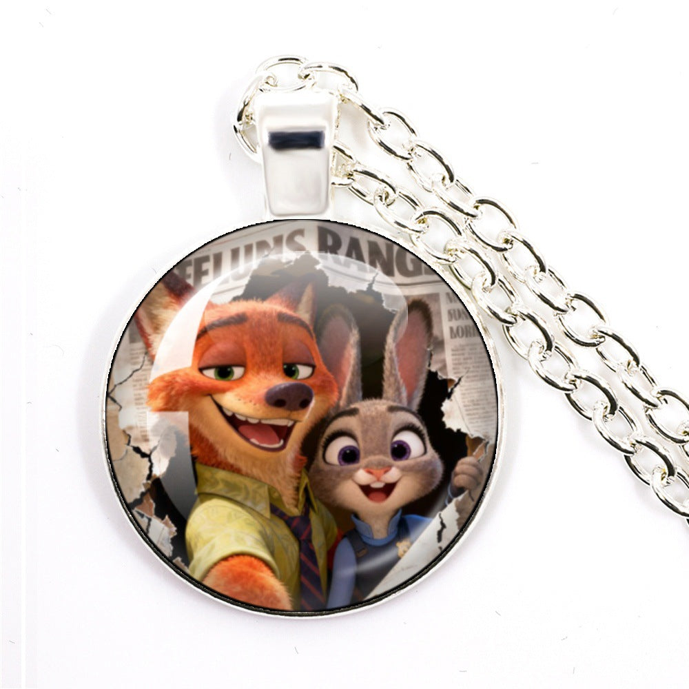 Wholesale Cartoon Cute Animal Time Gem Round Necklace  OLY Exclusive