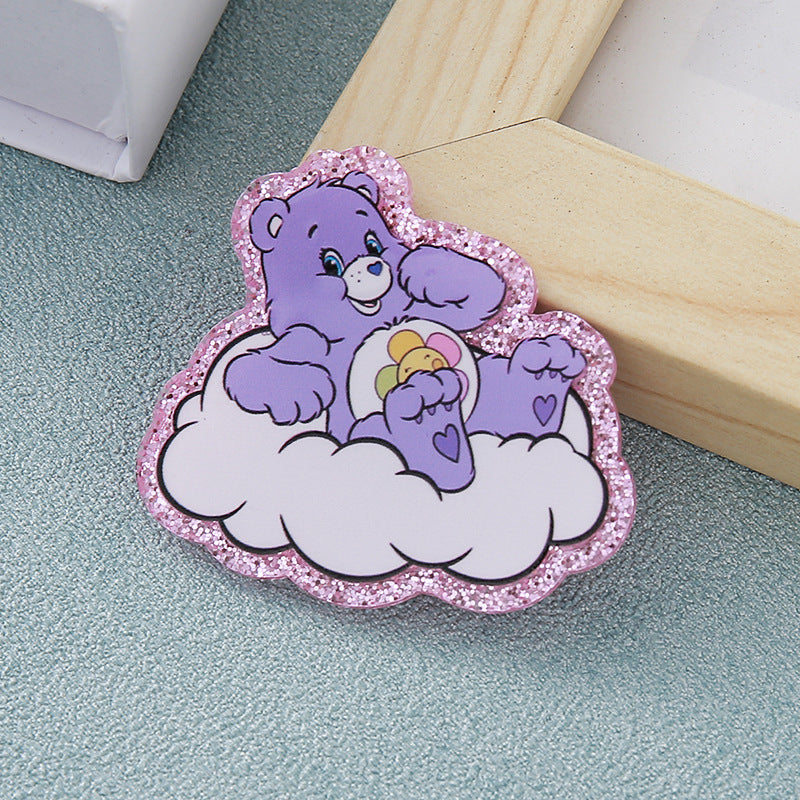 Wholesale 10pcs glitter cartoon heart bear earrings bag acrylic cute accessories
