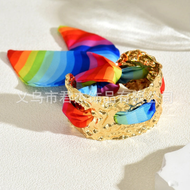 Wholesale Rainbow f heart metal irregular bracelet