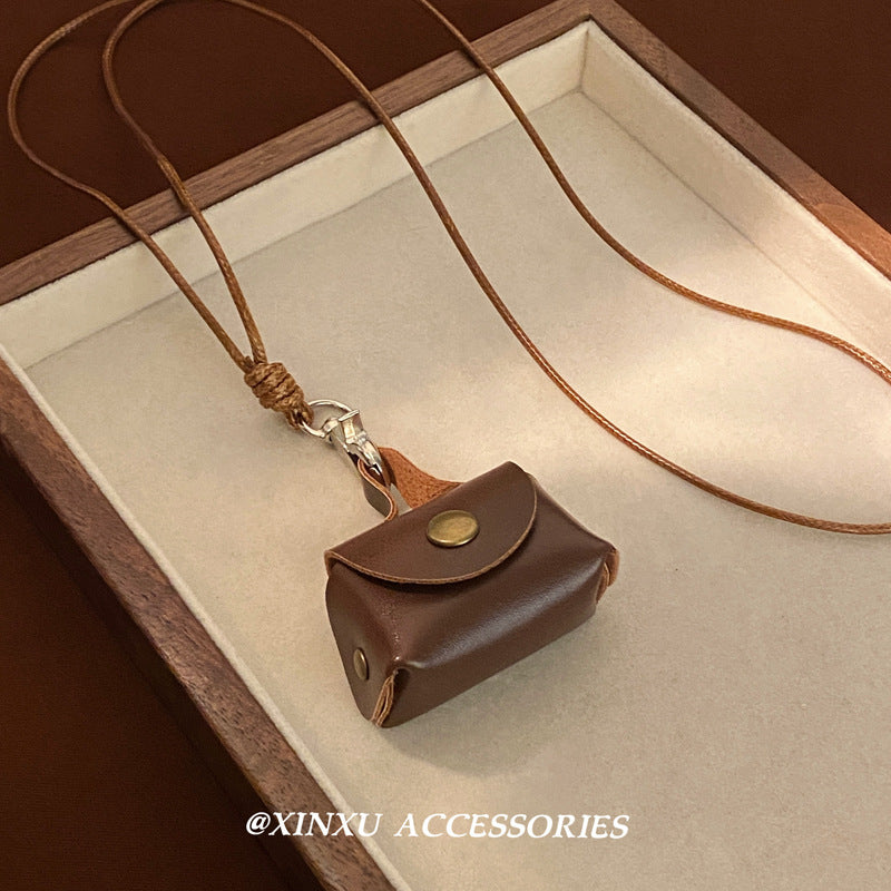 Wholesale Vintage cute leather coin purse necklace