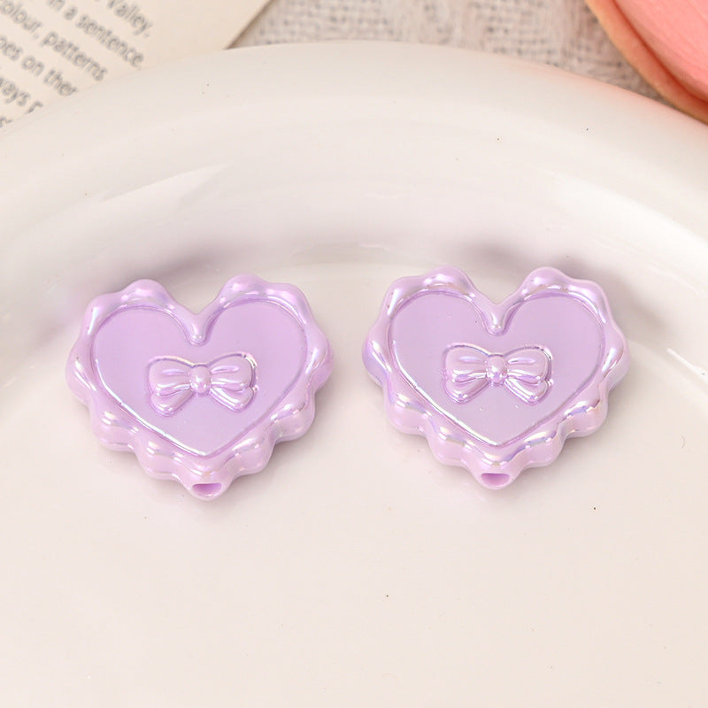 Wholesale  5pcs/pack  Heart-shaped beaded bow   Acrylic Beads