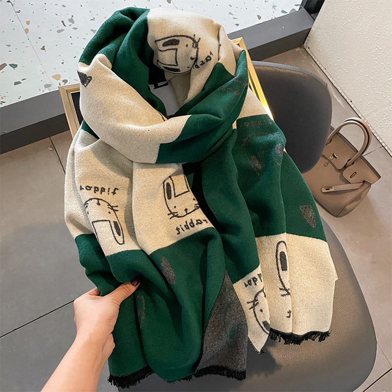 Wholesale Autumn and Winter Cute Cartoon Cat Imitation Cashmere Scarf