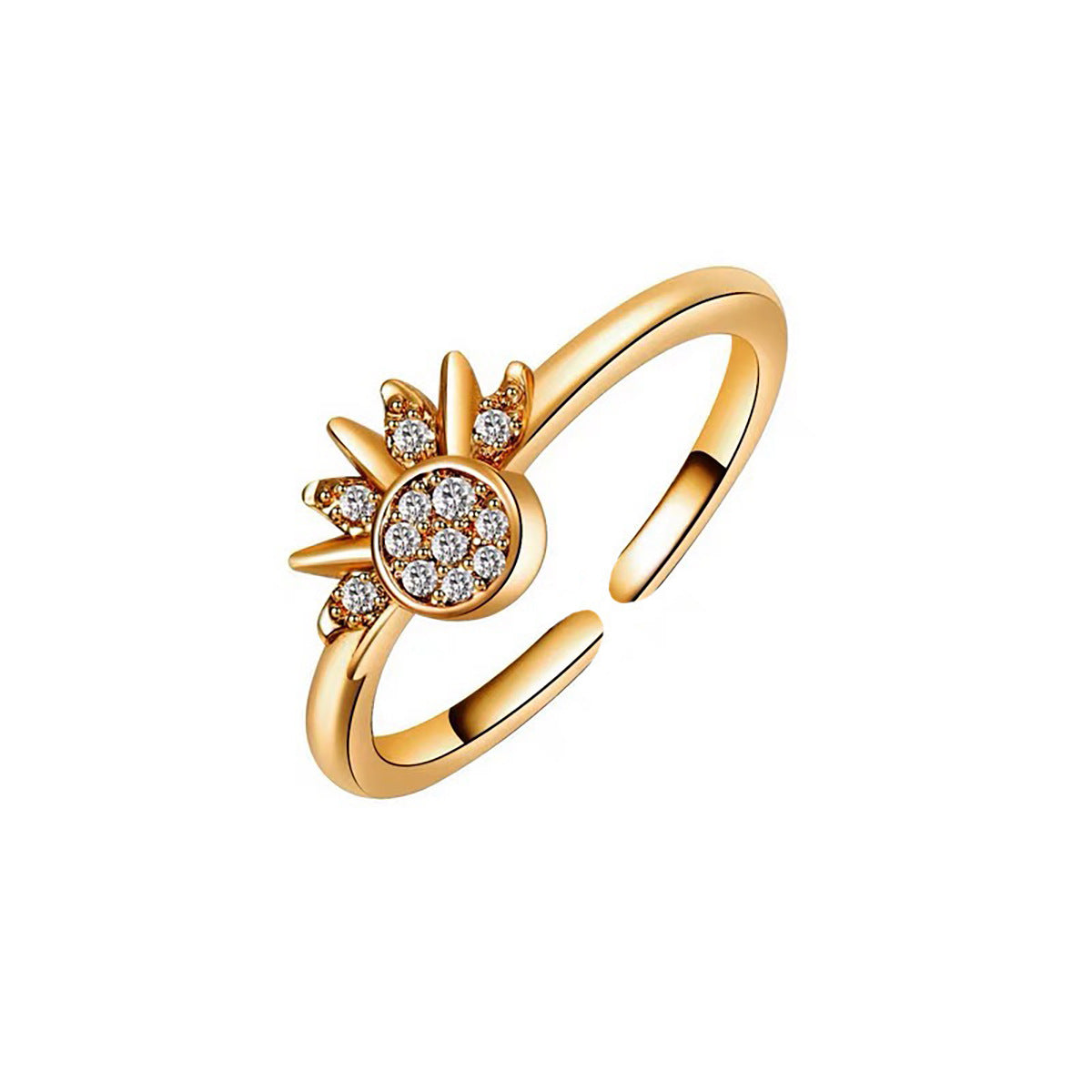 Wholesale Sun and Moon Glory Stacked Ring Opening Adjustable rings