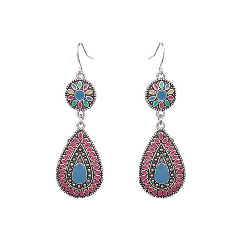 Wholesale Retro Geometric Leaf Rice Beads Fashion Earrings
