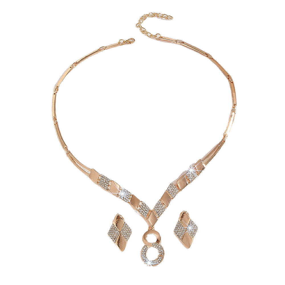 Wholesale Metal Figure-Eight Necklace and Earring Set Women' s Jewelry Set
