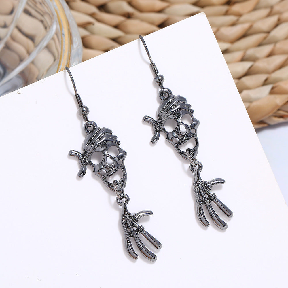 Wholesale Halloween Scary Funny Spider Pumpkin Alloy Dripping Oil Earrings
