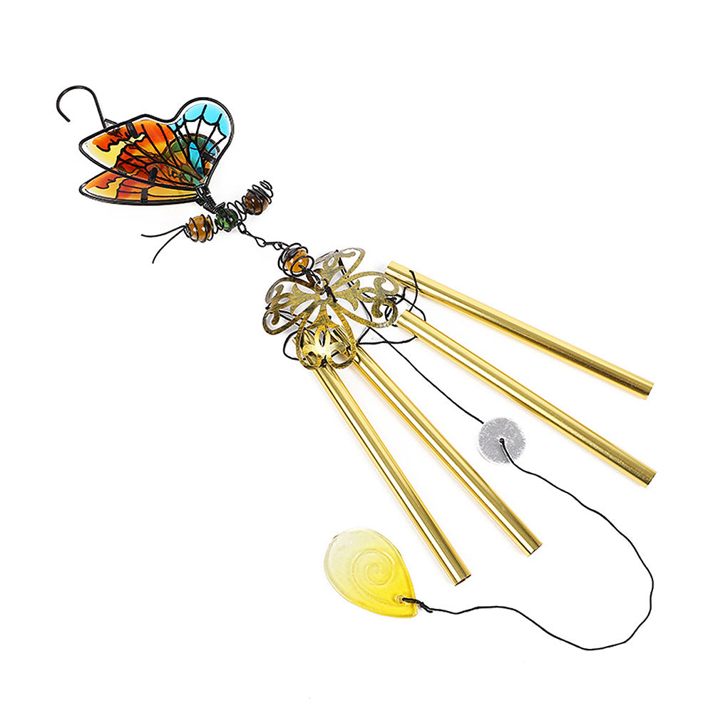 Wholesale Wind Chime 3D Butterfly Iron Metal Glass Ornament