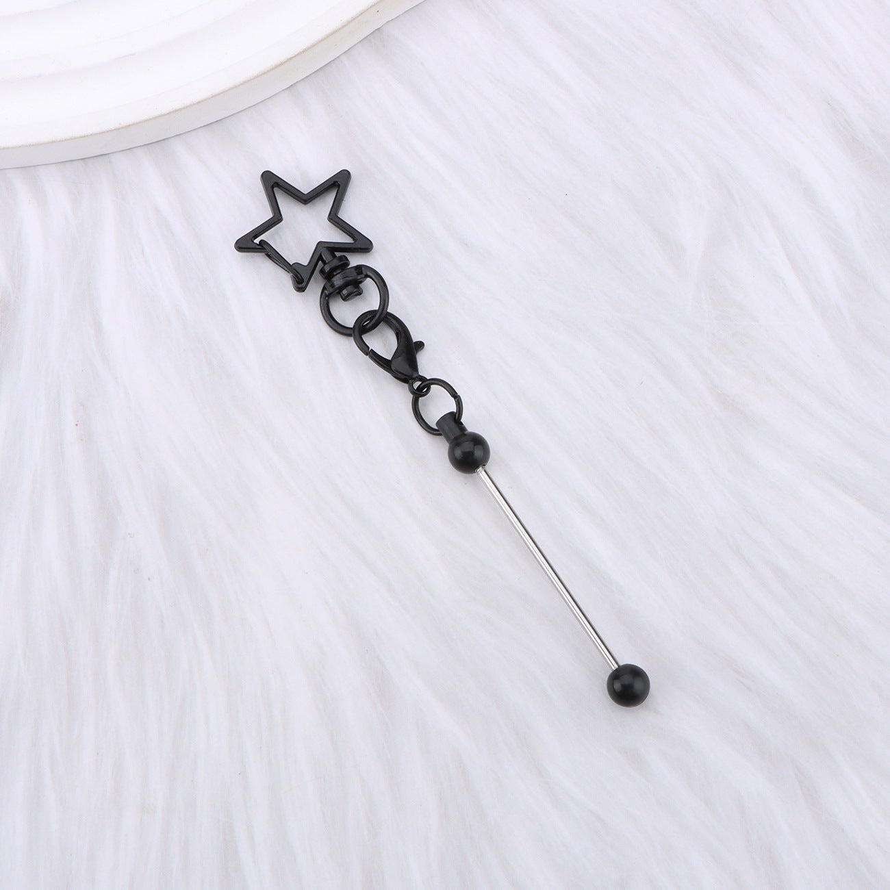 Wholesale  DIY Beaded Five-Pointed Star Keychain Metal Beaded Keychain