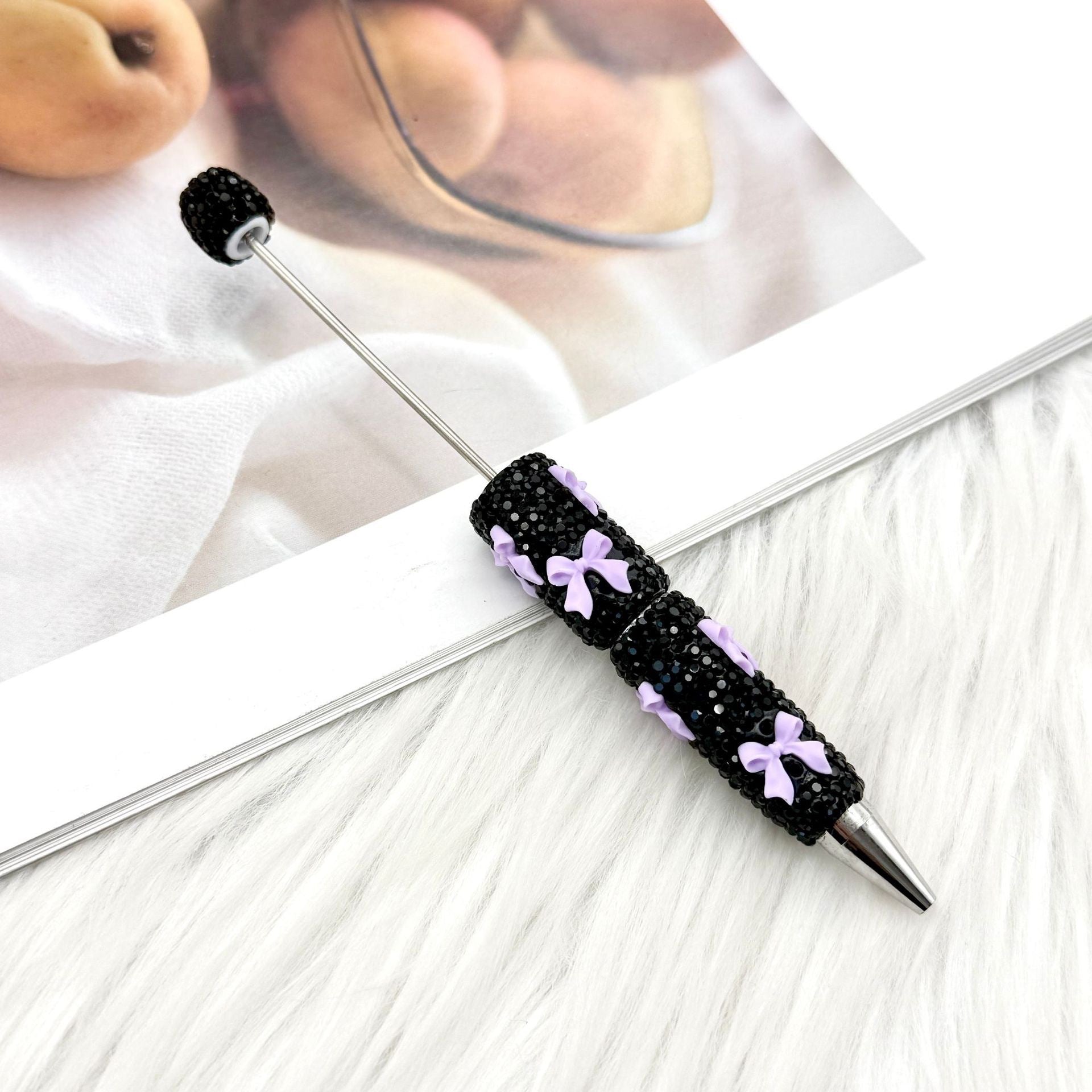Wholesale 2pcs DIY Bow Full Rhinestone Beaded Pen Valentine' s Day Gift Pen