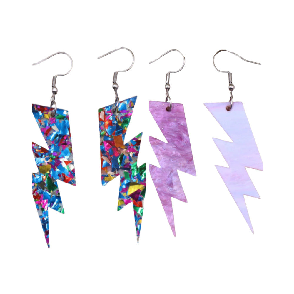 Exaggerated Lightning Acrylic Long Earrings