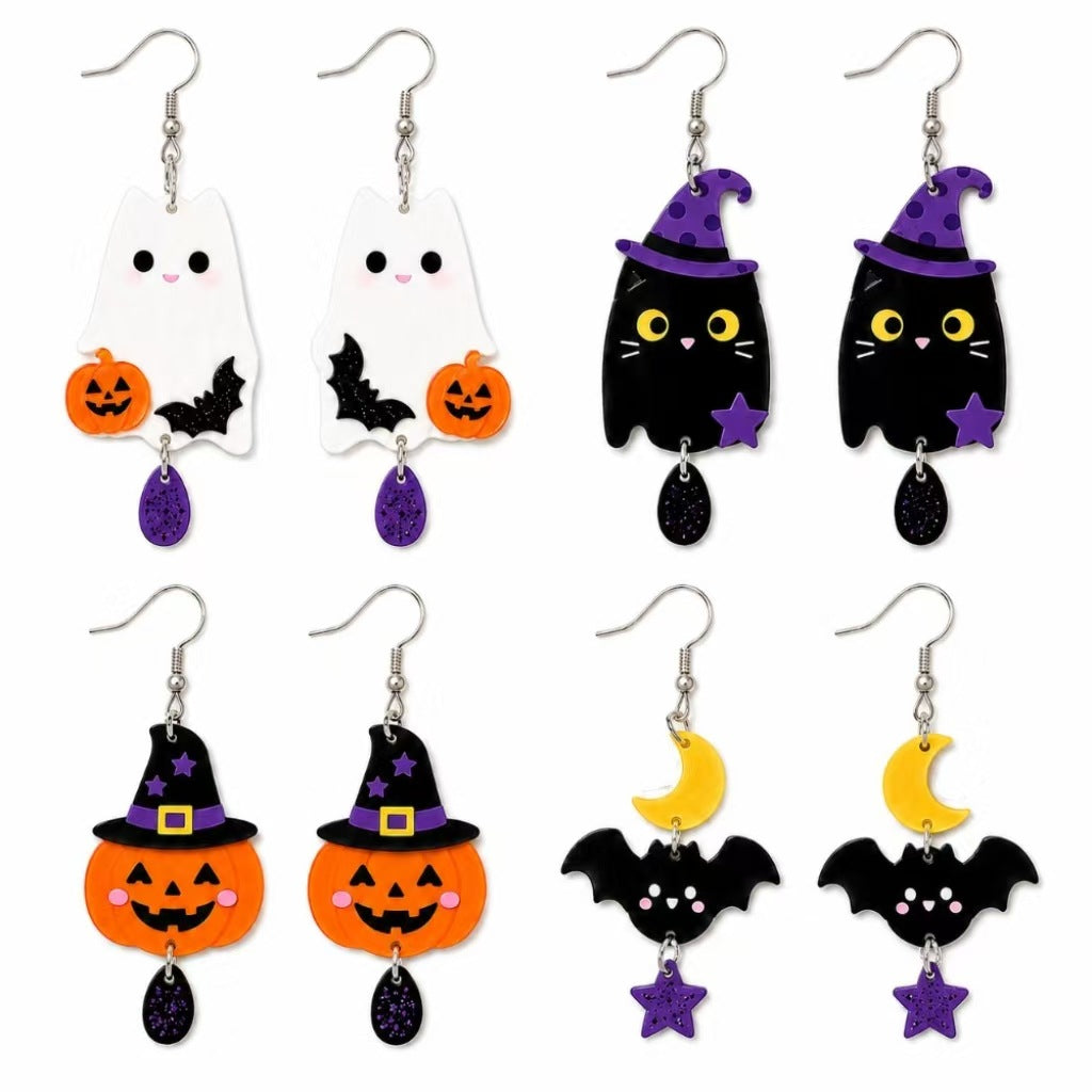 Wholesale Trendy Acrylic Cat Earrings For Women White Cat Christmas  Jewelry Accessory