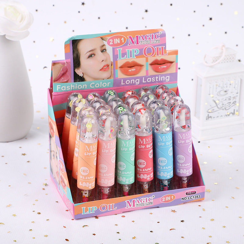 Wholesale 24pcs Double-ended 2-in-1 Love Moisturizing Lip Gloss