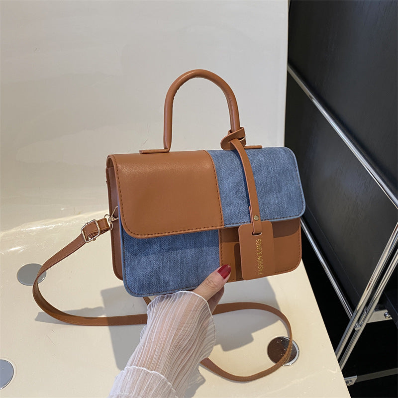 Wholesale Design Stitching Contrast Color Small Square Bag Texture Simple Crossbody Bag Fashion Shoulder Bag