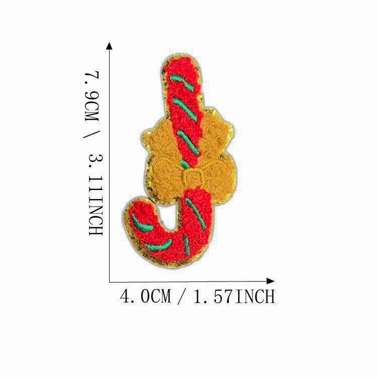 Wholesale Christmas  Gold Edge Chenille Embroidered Patches Self Adhesive Clothing Accessory For Coats Party Craft Supply