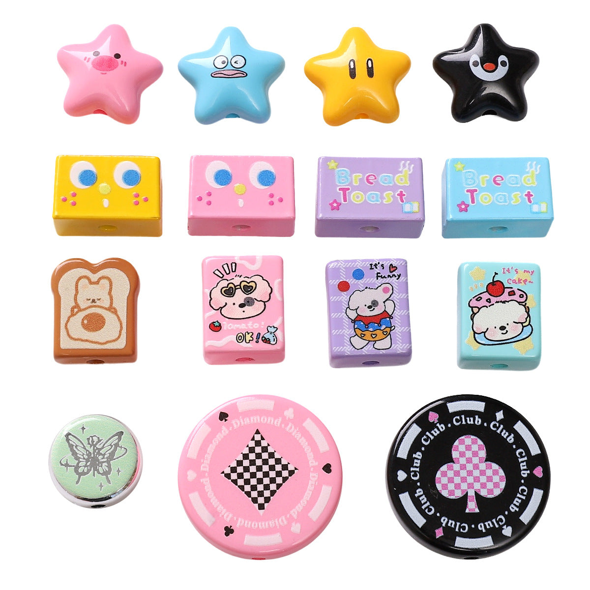 Wholesale  Printed Beads Cartoon Beaded Handmade DIY  Acrylic Beads