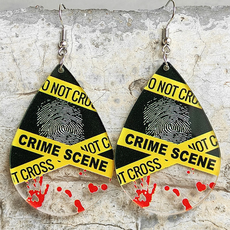 Wholesale 2 Pair/Pack Horror Halloween Blood Fingerprint Handprint Transparent Acrylic Earrings