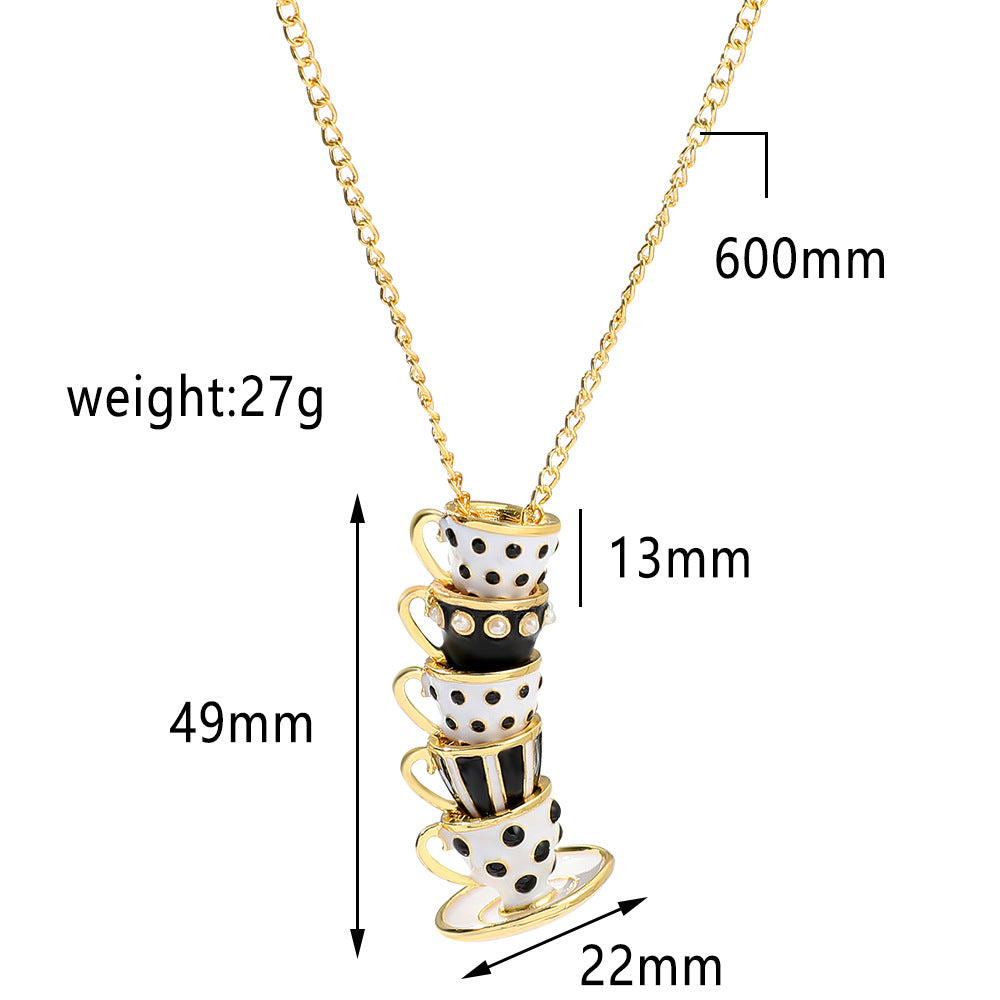 Wholesale Enamel Teacup Alloy Necklaces