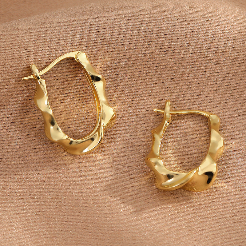 Wholesale Retro Geometric Irregular Wave Pattern Earrings