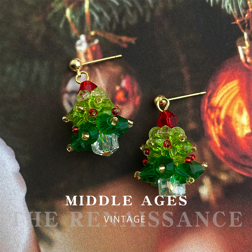 Wholesale Medieval Christmas Series Zircon Bell Bow Earrings