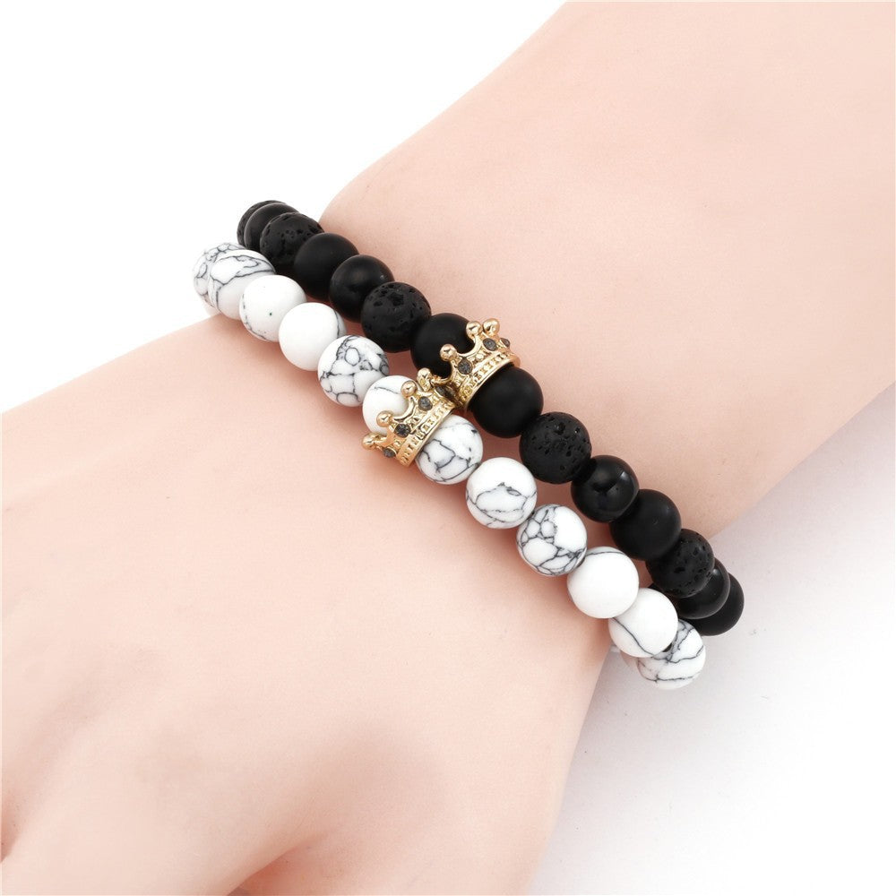 Wholesale Punk Bracelet Micro-set Zircon Diamond Ball Skull Set Bracelet Men's Bead Bracelet