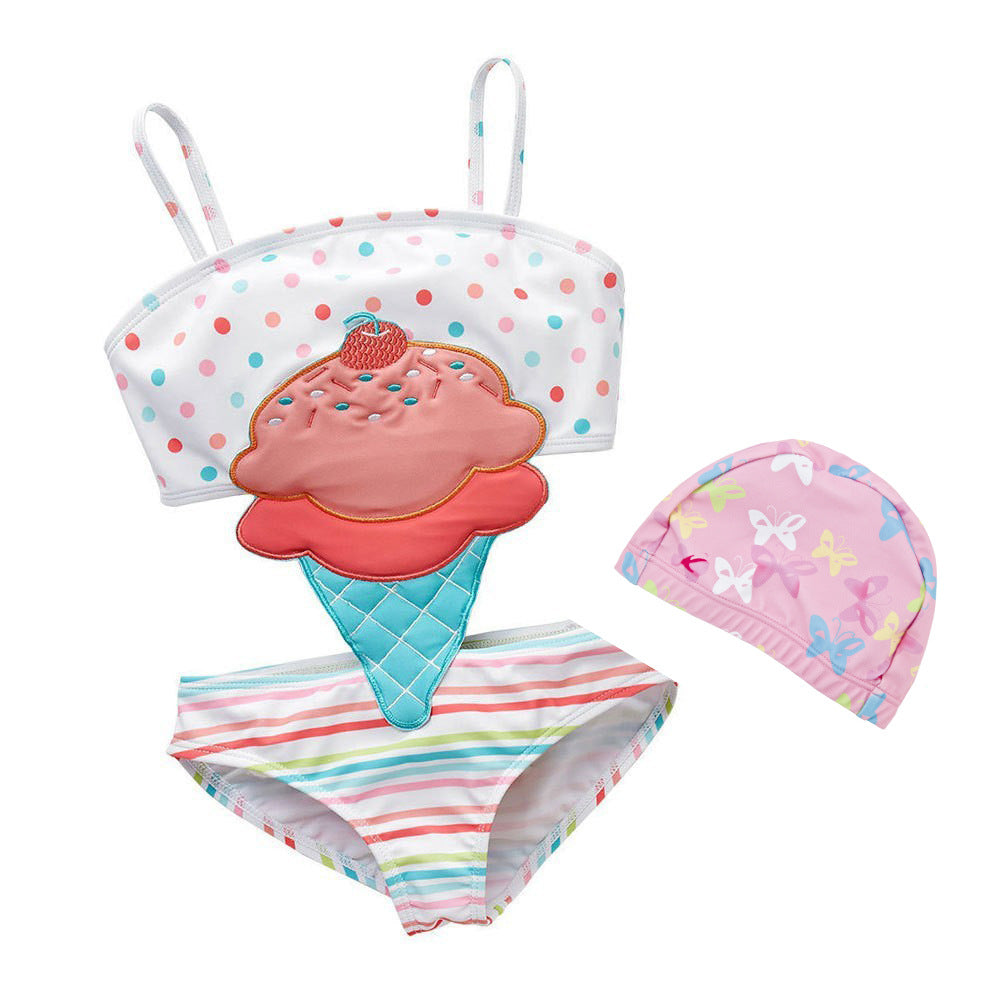 Wholesale Girls swimsuit fashion striped one-piece swimsuit