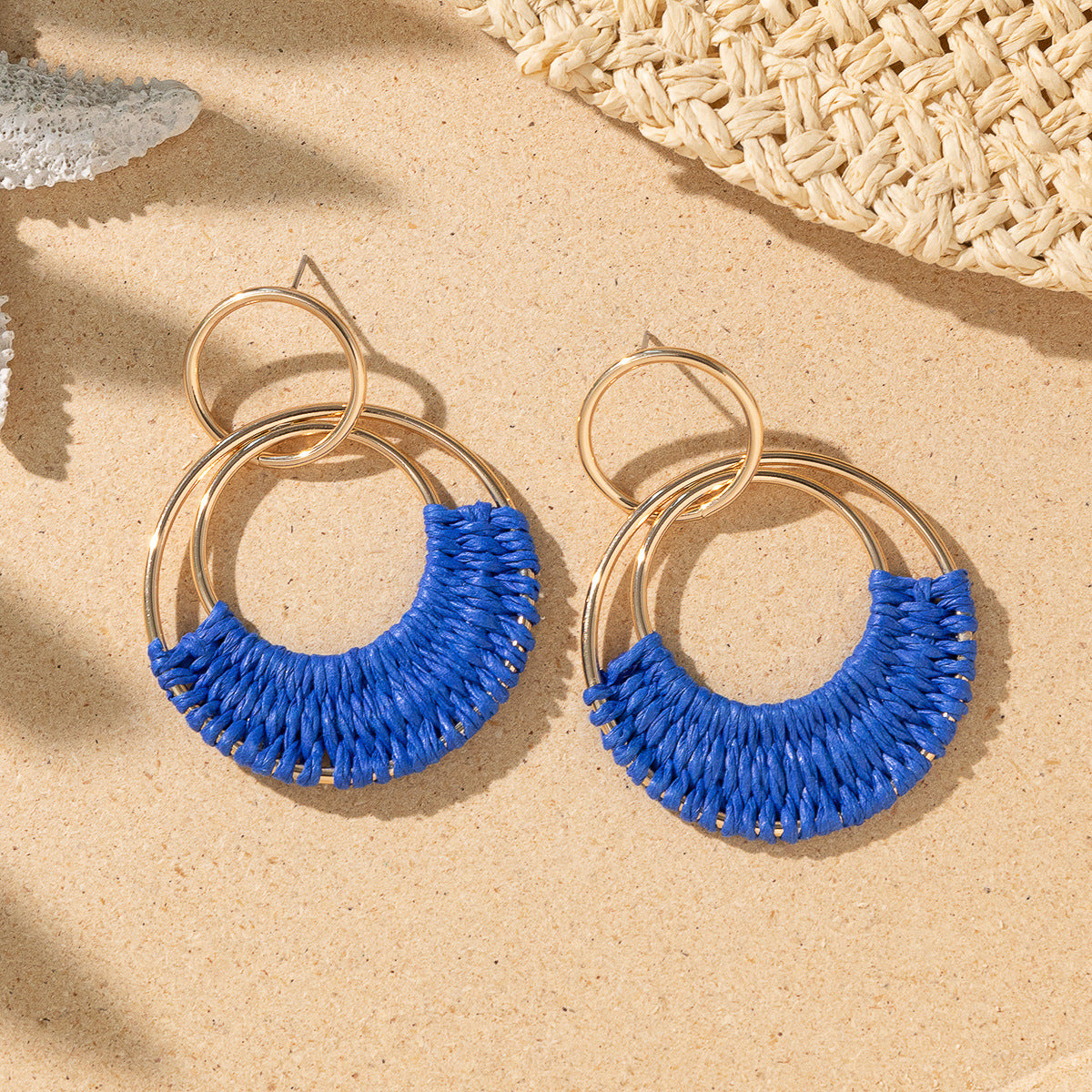 Wholesale Boho Raffia Braided Earrings