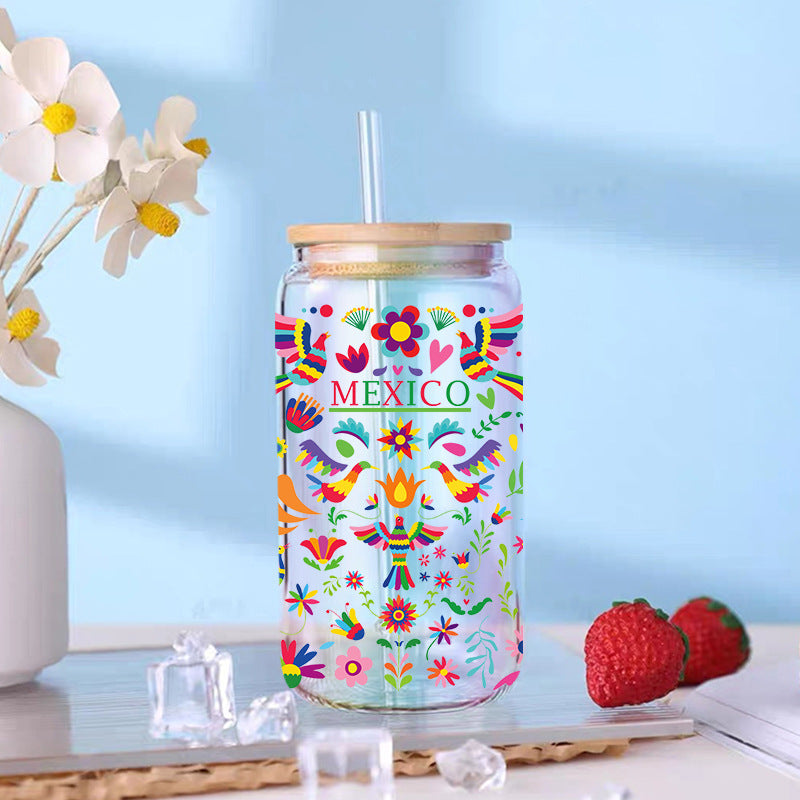 Wholesale Colorful Flower Butterfly 16oz Cup UV DTF Wraps