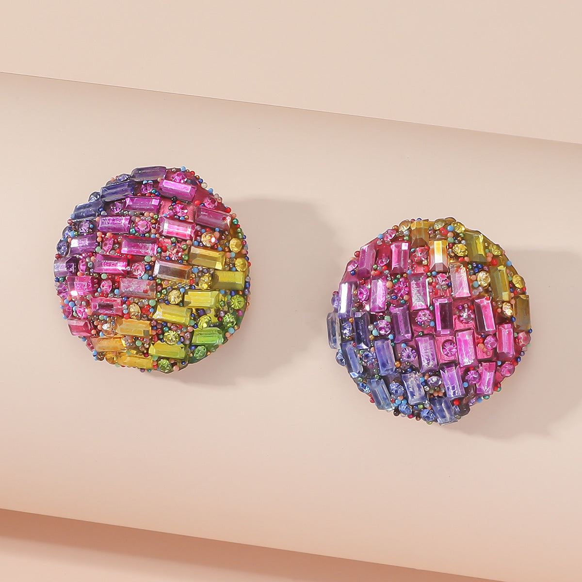 Wholesale Rainbow Colored with Diamonds Blingbling Alloy Earrings