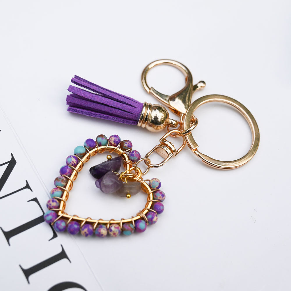 Wholesale  Natural Stone Keychain Bohemian Style