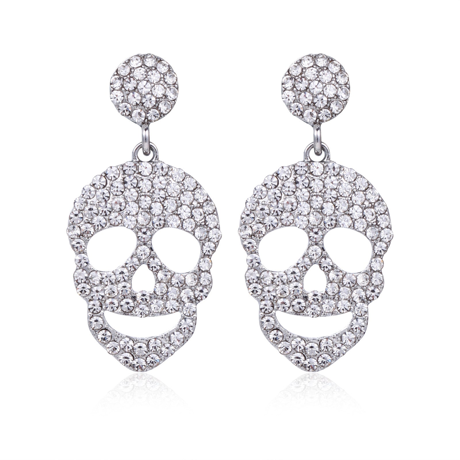 Wholesale  Skull Pumpkin Earrings Silver Tone Zinc Alloy Rhinestone Jewelry Party Wear For Women