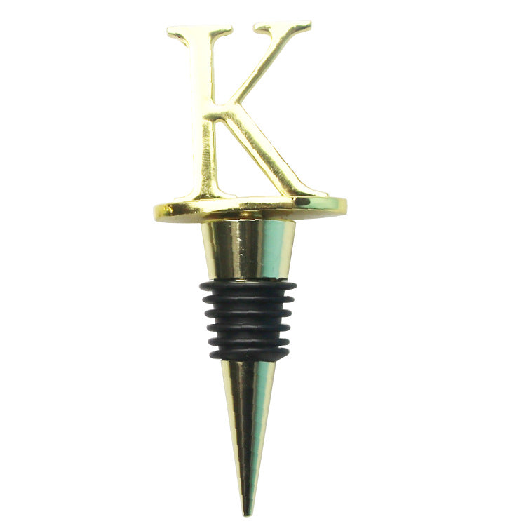 Wholesale Zinc Alloy 26 English Letter Wine Stopper Bottles