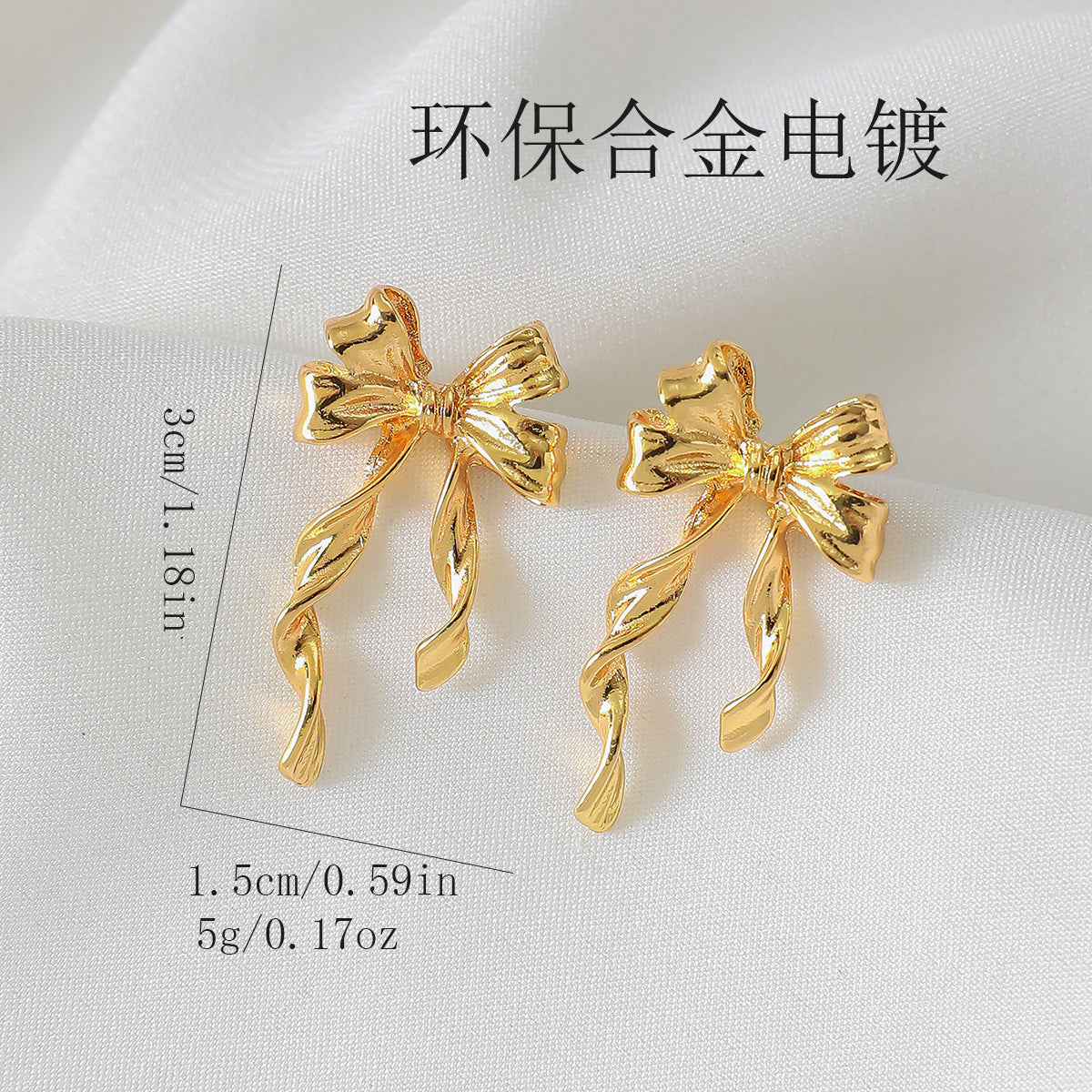 Wholesale Alloy gold bow earrings