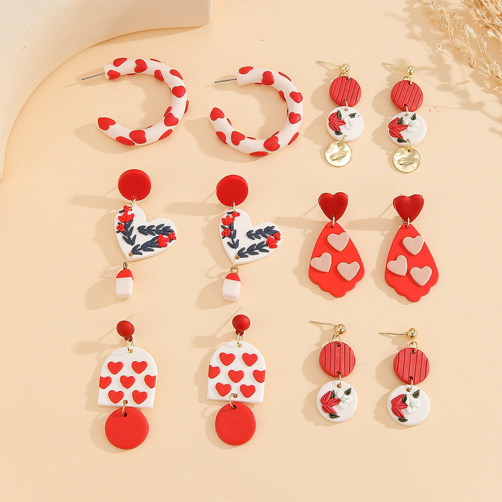 Wholesale Valentine' s Day Love Soft Ceramic Earrings