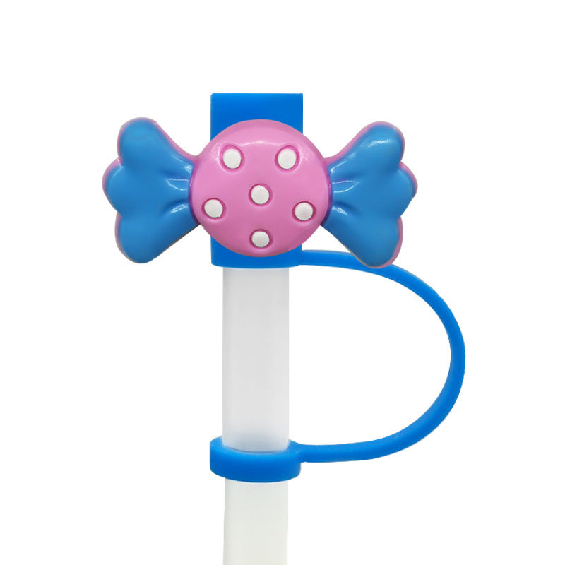 Wholesale 10pcs/pack Straw Cap Flower Fruit Straw Cover Silicone Dust Plug Party Straw